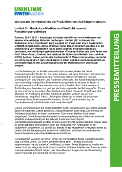 Pressemitteilung - Uniklinik RWTH Aachen