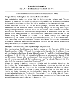 Schweiz-Südamerika, die LATI-Luftpostlinie von 1939 bis 1941