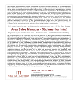 Area Sales Manager - Südamerika (m/w)