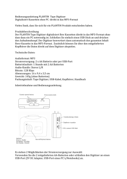 Bedienungsanleitung PLANTIN Tape Digitizer Digitalisiert Kassetten