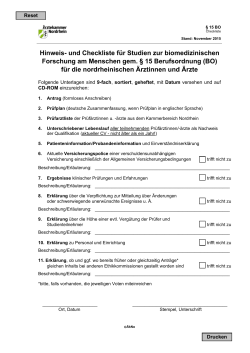 Hinweis- und Checkliste f&uuml;r Studien zur biomedizinischen