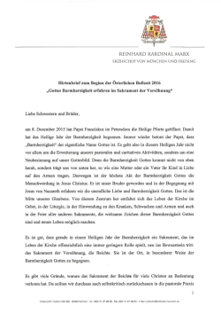Hirtenbrief zum Beginn der &ouml;sterlichen Bu&szlig;zeit