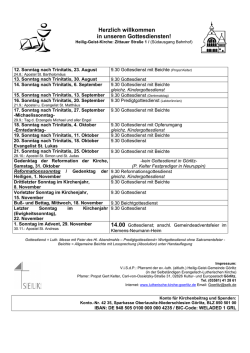 Herzlich willkommen in unseren Gottesdiensten! - Heilig