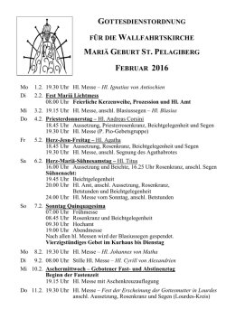 gottesdienstordnung f&uuml;r die wallfahrtskirche mari&auml;