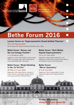 Bethe Forum 2016 - BCTP