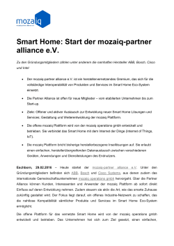 Smart Home: Start der mozaiq