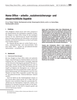 Home Office &ndash; arbeits-, sozialversicherungs- und