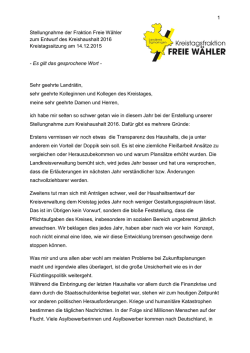 Haushaltsrede Freie W&auml;hler
