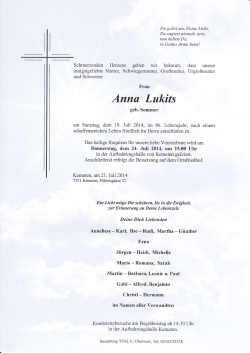 Anna Lukits - Bestattung Tölly