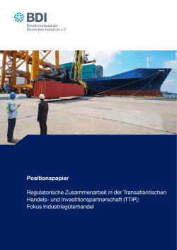 Positionspapier Regulatorische Zusammenarbeit in der
