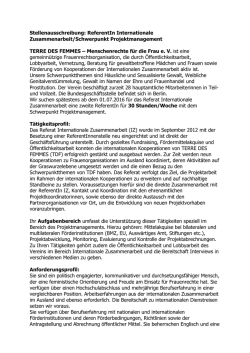 Stellenausschreibung: ReferentIn Internationale Zusammenarbeit