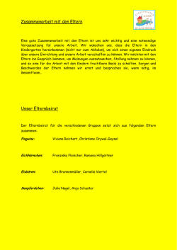 Zusammenarbeit mit den Eltern Unser Elternbeirat