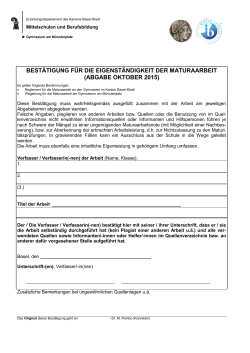 bestätigung für die eigenständigkeit der maturaarbeit
