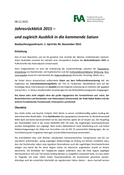 Jahresrückblick 2015 – und zugleich Ausblick in die kommende
