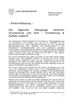 Die t&auml;glichen &Uuml;berg&auml;nge zwischen Grundschule und Hort