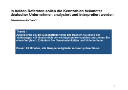 In beiden Referaten sollen die Kennzahlen bekannter deutscher