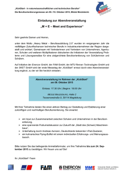 Einladung zur Abendveranstaltung „M + E – Meet - Kickstart