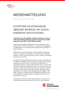Medienmitteilung der Schwyzer Kantonalbank