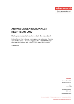 Stellungnahme des vzbv zur Lebensmittelinformationsverordnung