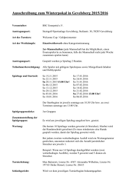 Ausschreibung zum Winterpokal in Gevelsberg 2015/2016