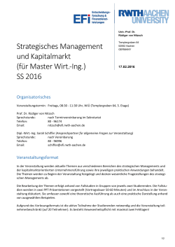 Strategisches Management und Kapitalmarkt (für Master Wirt.