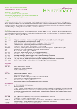 Dipl.-Wirt.-Ing. (FH) Katharina Heinzelmann Projektmanagement