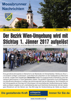 Der Bezirk Wien-Umgebung wird mit Stichtag 1. Jänner 2017 aufgelöst