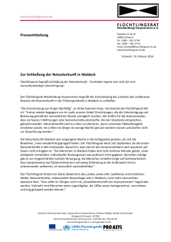 Pressemitteilung Zur Schließung der Notunterkunft in Waldeck