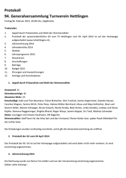 Protokoll 94. Generalversammlung Turnverein Hettlingen
