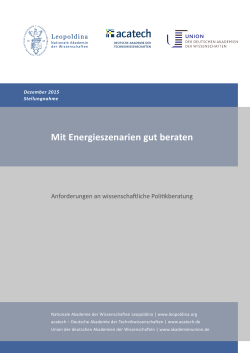Mit Energieszenarien gut beraten - Union der deutschen Akademien