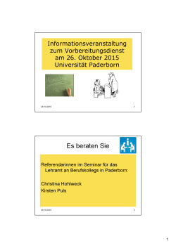Es beraten Sie - PLAZ - Universität Paderborn