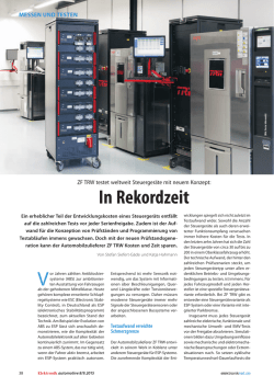 In Rekordzeit - ZF TRW testet weltweit Steuerger&auml;te mit neuem