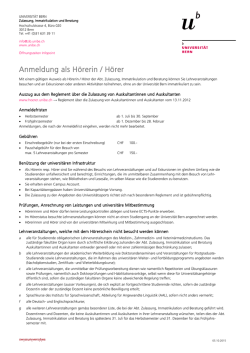 Anmeldung als H&ouml;rerin / H&ouml;rer