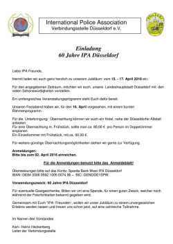 International Police Association Einladung 60 Jahre IPA D&uuml;sseldorf