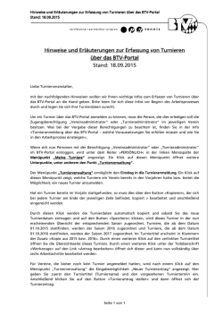 Hinweise und Erl&auml;uterungen zur Erfassung von Turnieren