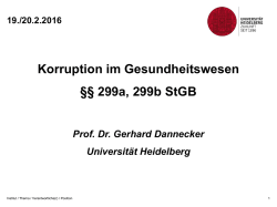 Korruption im Gesundheitswesen &sect;&sect; 299a, 299b StGB
