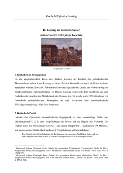 Gotthold Ephraim Lessing II. Lessing als Gottschedianer Samuel