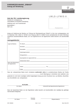Ehrenbezeichnung "Erbhof" (LWLD- LFW /E-9)