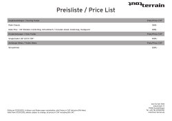 Preisliste / Price List