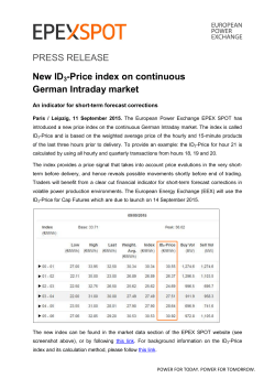 PRESS RELEASE New ID3-Price index on continuous German