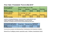 Price Table / Preistabelle "Forró im Mai 2015"