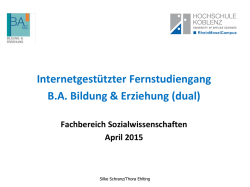 Internetgest&uuml;tzter Fernstudiengang B.A. Bildung & Erziehung (dual)