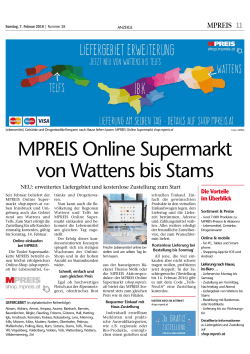 MPREIS-Online-Supermarkt: erweitertes Liefergebiet Wattens