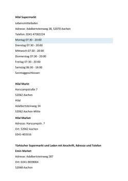 Hilal Supermarkt Lebensmittelladen Adresse: Adalbertsteinweg 38