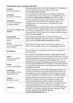H&auml;ufig gestellte Fragen zum Alphorntreffen 2016: Teilnahme Wer