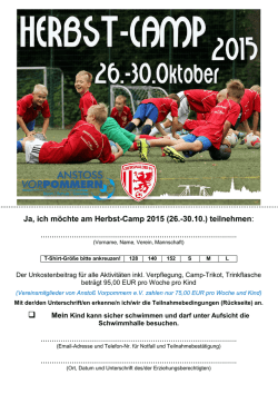 Ja, ich m&ouml;chte am Herbst-Camp 2015 (26.