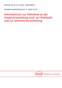 Informationen zur Teilnahme an der Hauptversammlung
