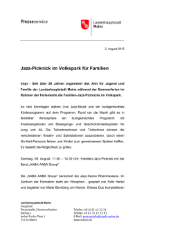 Jazz-Picknick im Volkspark f&uuml;r Familien