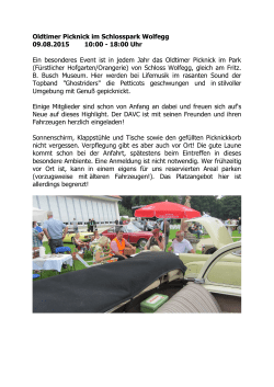 Oldtimer Picknick im Schlosspark Wolfegg 09.08.2015 10:00