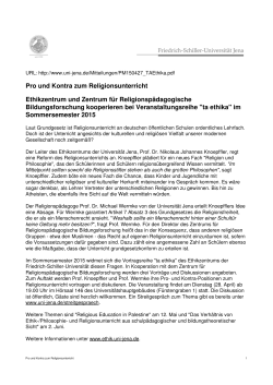 Pro und Kontra zum Religionsunterricht Ethikzentrum und Zentrum